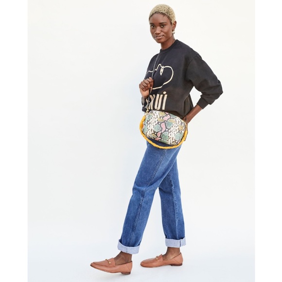 Clare V. Marisol Leather Front Pocket Pastel Painted Snake Bag - Picture 6 of 11